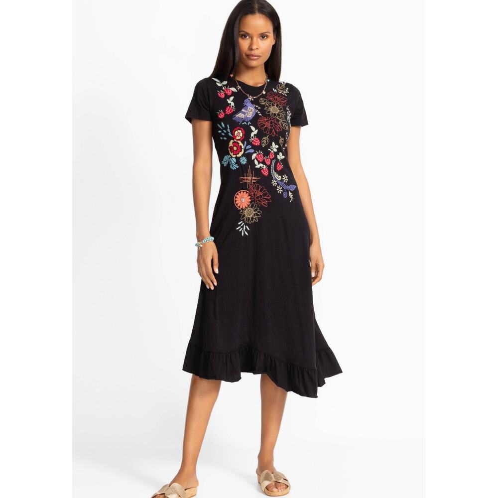 NEW Johnny Was Asymmetric Ruffle Flounce Midi Dress, Size XXL